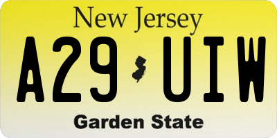 NJ license plate A29UIW