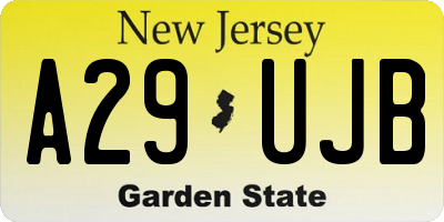 NJ license plate A29UJB