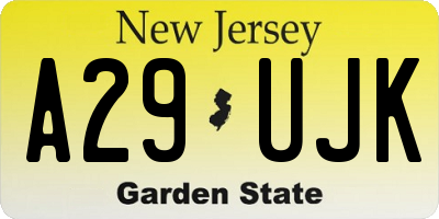 NJ license plate A29UJK