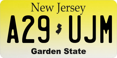 NJ license plate A29UJM
