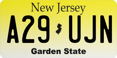 NJ license plate A29UJN