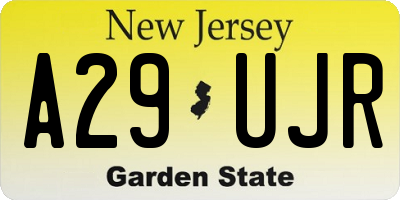 NJ license plate A29UJR