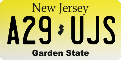NJ license plate A29UJS