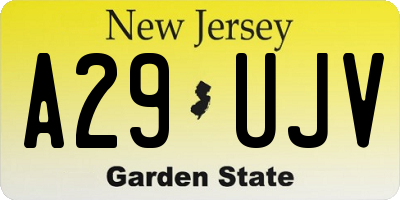 NJ license plate A29UJV