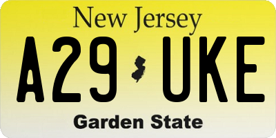 NJ license plate A29UKE