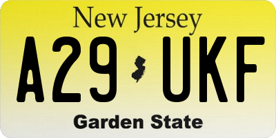 NJ license plate A29UKF