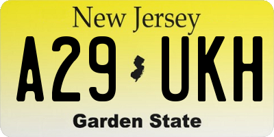 NJ license plate A29UKH