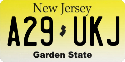 NJ license plate A29UKJ