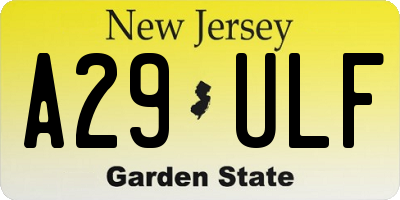 NJ license plate A29ULF