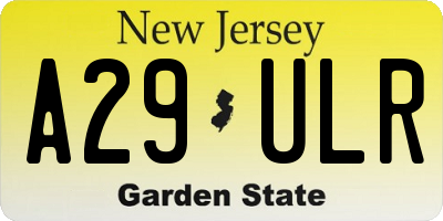 NJ license plate A29ULR