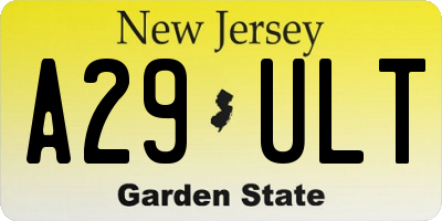 NJ license plate A29ULT