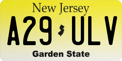 NJ license plate A29ULV