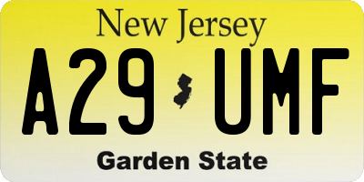 NJ license plate A29UMF