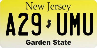 NJ license plate A29UMU
