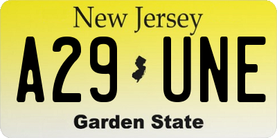 NJ license plate A29UNE