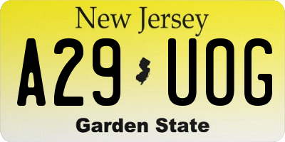 NJ license plate A29UOG