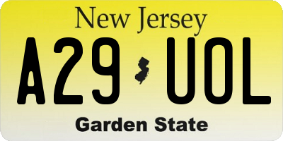 NJ license plate A29UOL