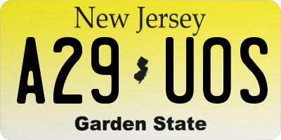NJ license plate A29UOS