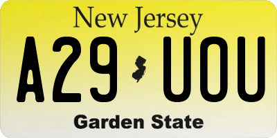 NJ license plate A29UOU