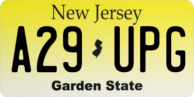 NJ license plate A29UPG
