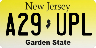 NJ license plate A29UPL