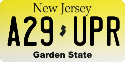 NJ license plate A29UPR