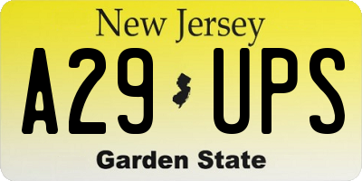 NJ license plate A29UPS