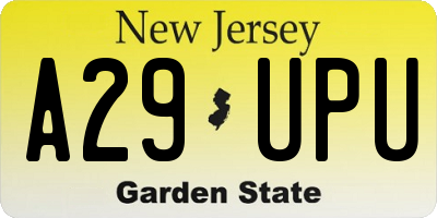 NJ license plate A29UPU