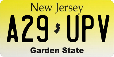 NJ license plate A29UPV