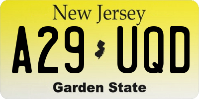 NJ license plate A29UQD