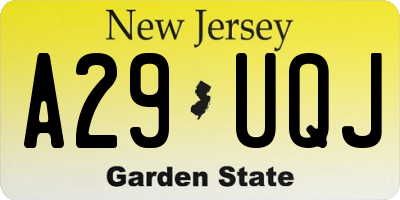 NJ license plate A29UQJ