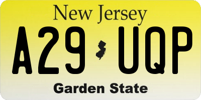 NJ license plate A29UQP