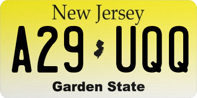 NJ license plate A29UQQ