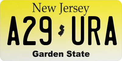 NJ license plate A29URA