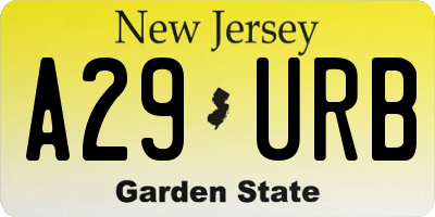 NJ license plate A29URB