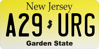 NJ license plate A29URG
