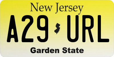 NJ license plate A29URL