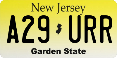 NJ license plate A29URR