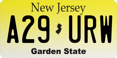 NJ license plate A29URW