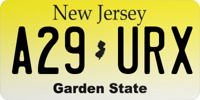 NJ license plate A29URX