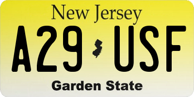 NJ license plate A29USF