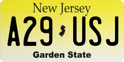 NJ license plate A29USJ