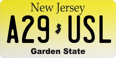 NJ license plate A29USL