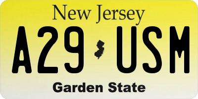 NJ license plate A29USM