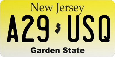 NJ license plate A29USQ