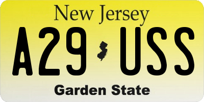 NJ license plate A29USS