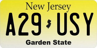 NJ license plate A29USY