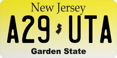 NJ license plate A29UTA