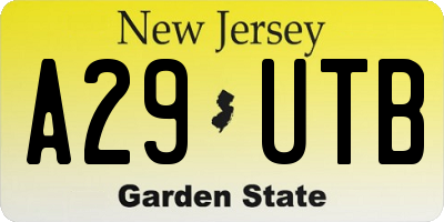 NJ license plate A29UTB