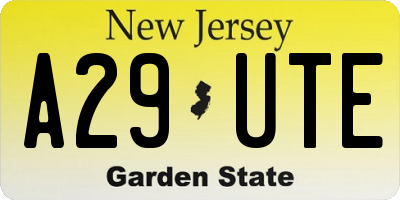 NJ license plate A29UTE